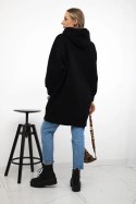 Bluza ocieplana z haftowanym napisem oversize czarna