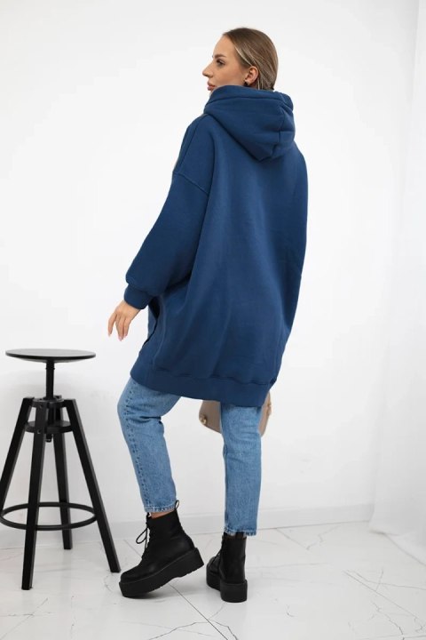 Bluza ocieplana z haftowanym napisem oversize jeansowa Bluza ocieplana z haftowanym napisem oversize jeansowa