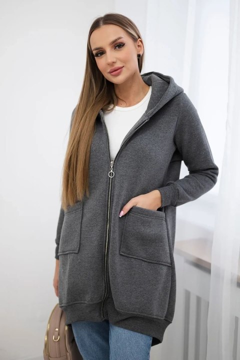 Bluza ocieplana z suwakiem z tyłu grafitowa Bluza ocieplana z suwakiem z tyłu grafitowa