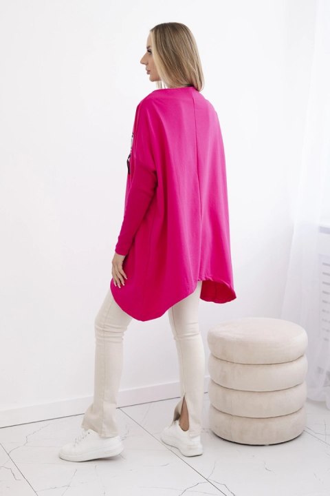 Bluza oversize z asymetrycznymi bokami fuksja Bluza oversize z asymetrycznymi bokami fuksja