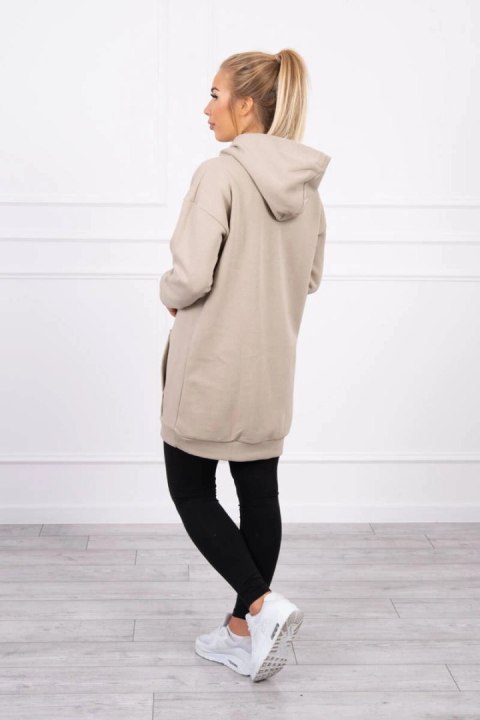 Bluza z kapturem z naszywkami beżowa Bluza z kapturem z naszywkami beżowa
