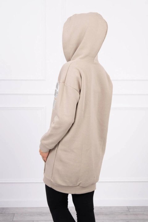 Bluza z kapturem z naszywkami beżowa Bluza z kapturem z naszywkami beżowa