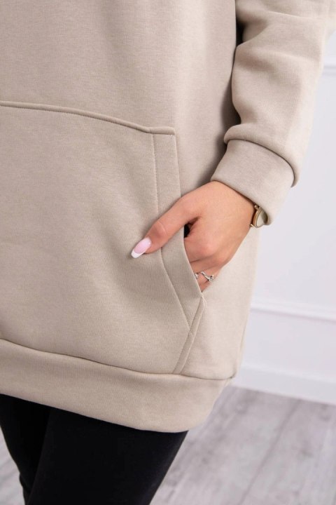 Bluza z kapturem z naszywkami beżowa Bluza z kapturem z naszywkami beżowa