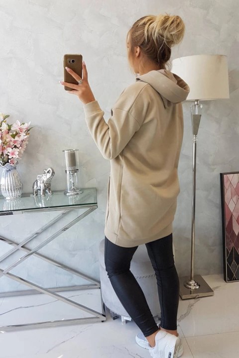 Bluza z kapturem z naszywkami beżowa Bluza z kapturem z naszywkami beżowa