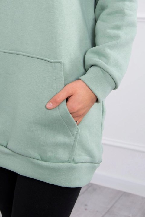 Bluza z kapturem z naszywkami ciemno miętowa Bluza z kapturem z naszywkami ciemno miętowa