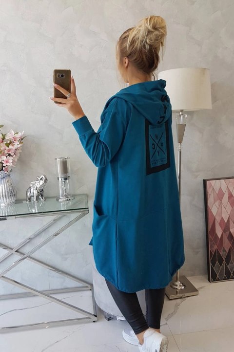 Narzutka z kapturem oversize morska Narzutka z kapturem oversize morska