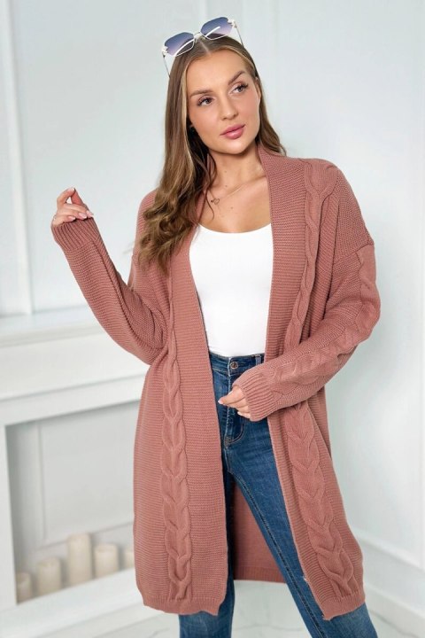 Sweter Kardigan splot warkocz ciemny różowy Sweter Kardigan splot warkocz ciemny różowy