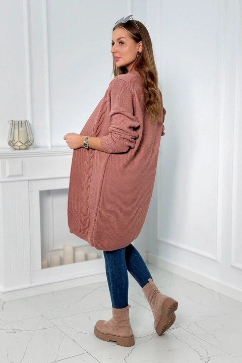 Sweter Kardigan splot warkocz ciemny różowy Sweter Kardigan splot warkocz ciemny różowy