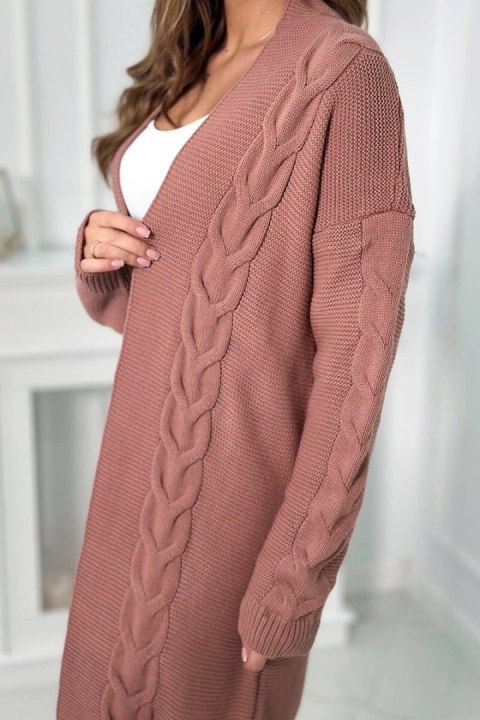 Sweter Kardigan splot warkocz ciemny różowy Sweter Kardigan splot warkocz ciemny różowy