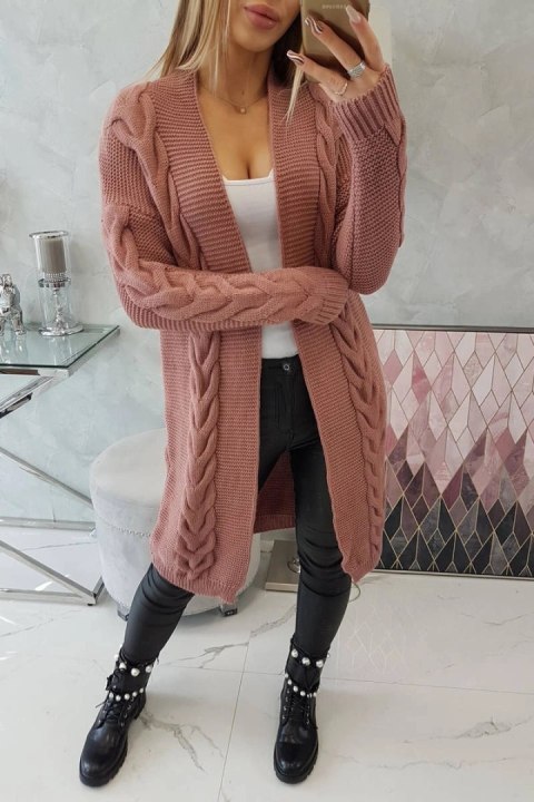 Sweter Kardigan splot warkocz ciemny różowy Sweter Kardigan splot warkocz ciemny różowy