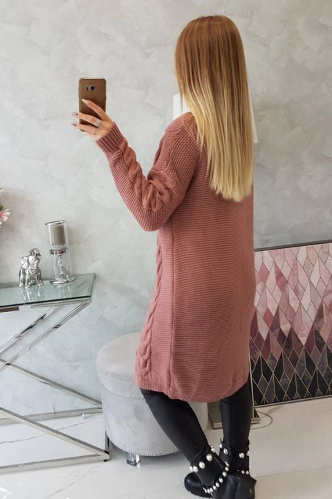 Sweter Kardigan splot warkocz ciemny różowy Sweter Kardigan splot warkocz ciemny różowy
