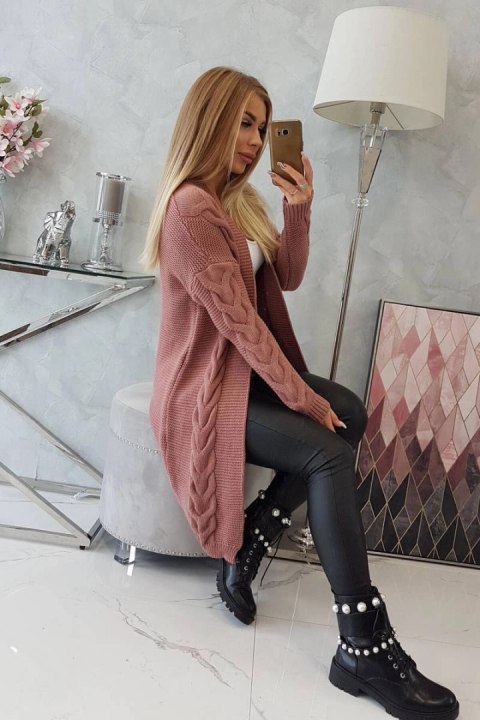 Sweter Kardigan splot warkocz ciemny różowy Sweter Kardigan splot warkocz ciemny różowy