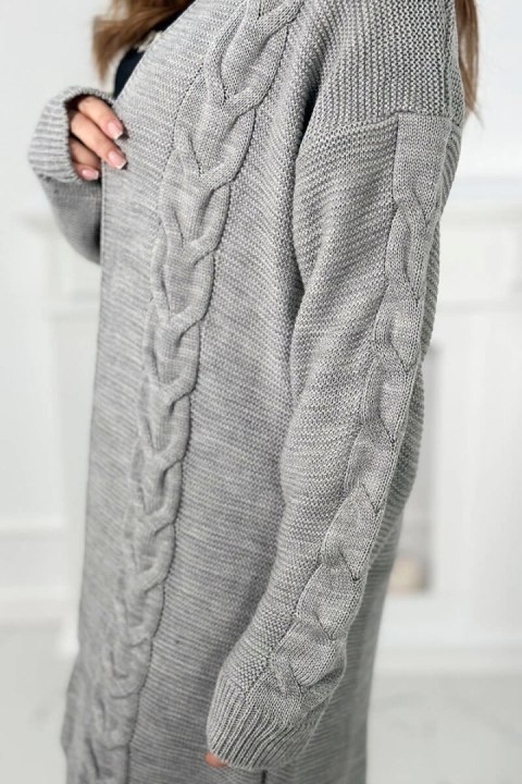 Sweter Kardigan splot warkocz szary Sweter Kardigan splot warkocz szary