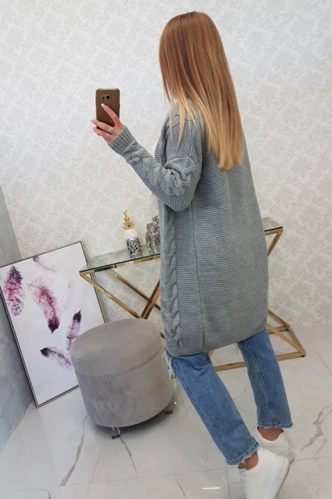Sweter Kardigan splot warkocz szary Sweter Kardigan splot warkocz szary