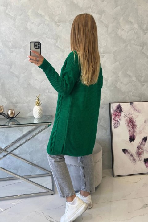 Sweter Kardigan splot warkocz zielony Sweter Kardigan splot warkocz zielony
