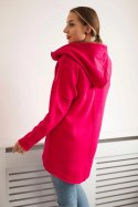 Bluza ocieplana z dłuższym tyłem i kieszeniami fuksja