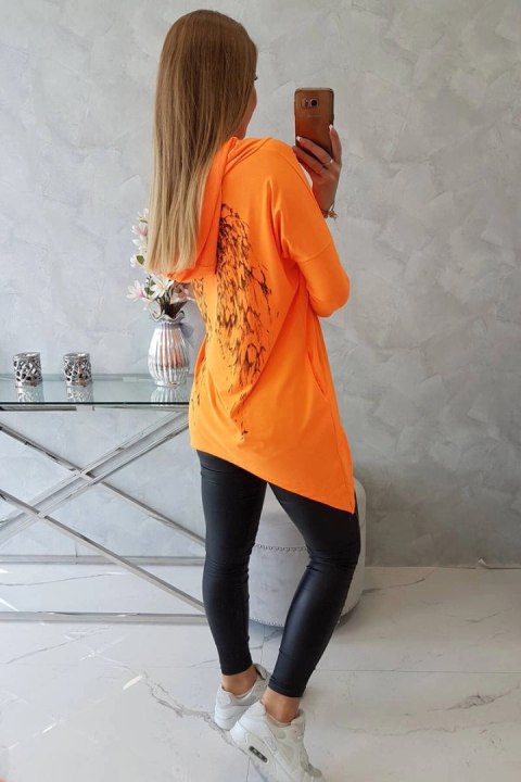 Bluza z nadrukiem skrzydeł pomarańczowy neon Bluza z nadrukiem skrzydeł pomarańczowy neon
