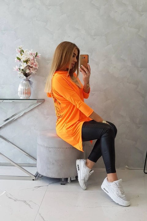 Bluza z nadrukiem skrzydeł pomarańczowy neon Bluza z nadrukiem skrzydeł pomarańczowy neon