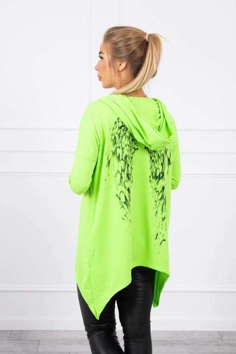 Bluza z nadrukiem skrzydeł zielony neon Bluza z nadrukiem skrzydeł zielony neon
