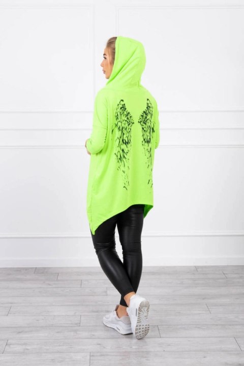 Bluza z nadrukiem skrzydeł zielony neon Bluza z nadrukiem skrzydeł zielony neon