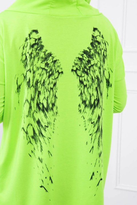 Bluza z nadrukiem skrzydeł zielony neon Bluza z nadrukiem skrzydeł zielony neon