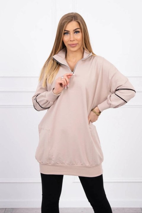 Bluza z suwakiem i kieszeniami beżowa Bluza z suwakiem i kieszeniami beżowa
