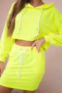 Komplet bluzy ze spódniczką żółty neon
