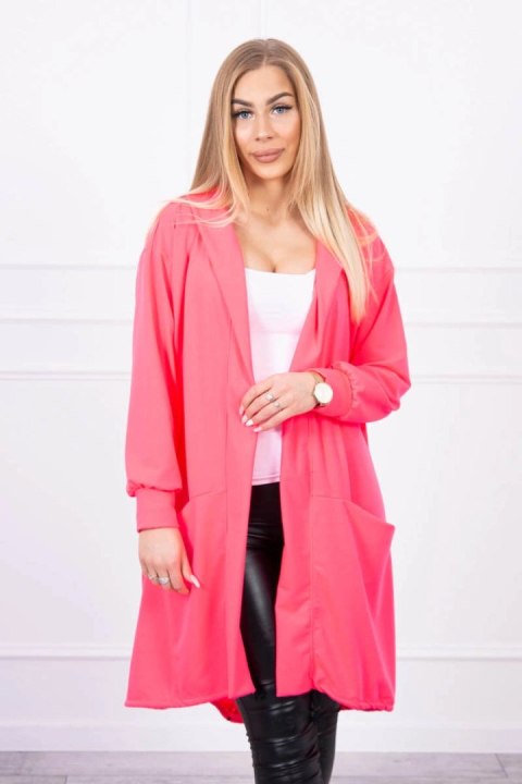 Narzutka z kapturem oversize różowy neon Narzutka z kapturem oversize różowy neon
