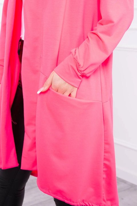 Narzutka z kapturem oversize różowy neon Narzutka z kapturem oversize różowy neon