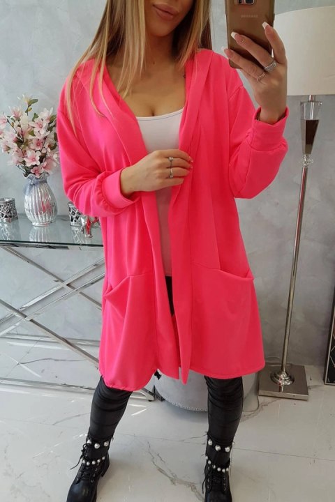 Narzutka z kapturem oversize różowy neon Narzutka z kapturem oversize różowy neon