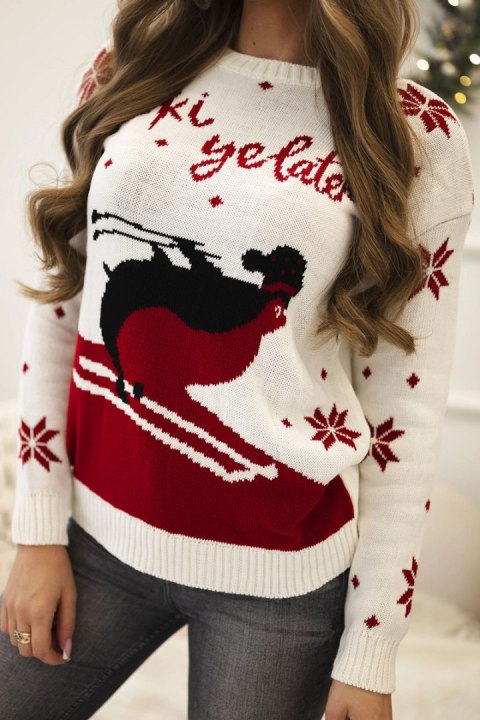 Sweter motywem świątecznym ecru Sweter motywem świątecznym ecru