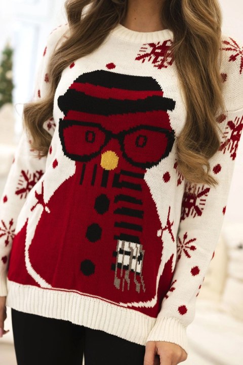 Sweter świąteczny z bałwanem ecru Sweter świąteczny z bałwanem ecru
