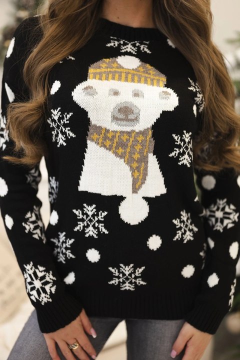 Sweter świąteczny z misiem czarny Sweter świąteczny z misiem czarny