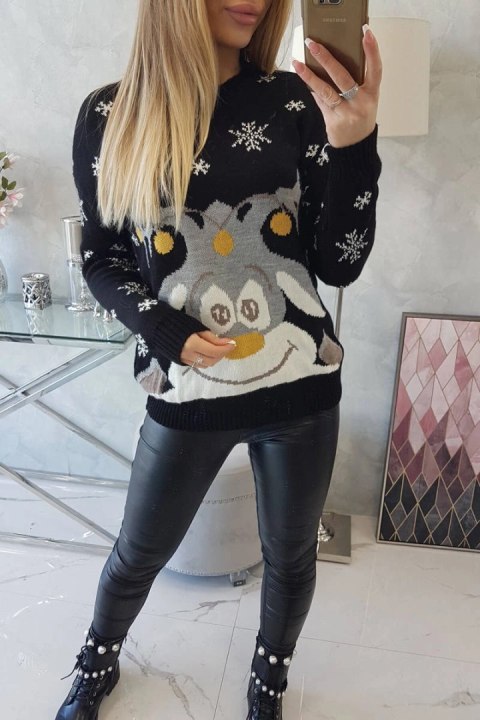 Sweter świąteczny z reniferem czarny Sweter świąteczny z reniferem czarny