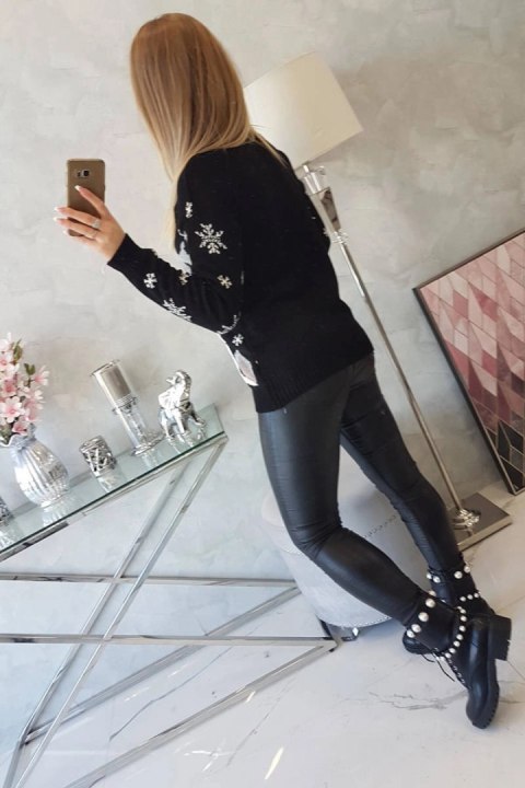 Sweter świąteczny z reniferem czarny Sweter świąteczny z reniferem czarny