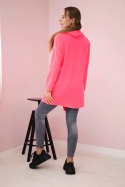 Tunika z kopertowym przodem Oversize różowy neon