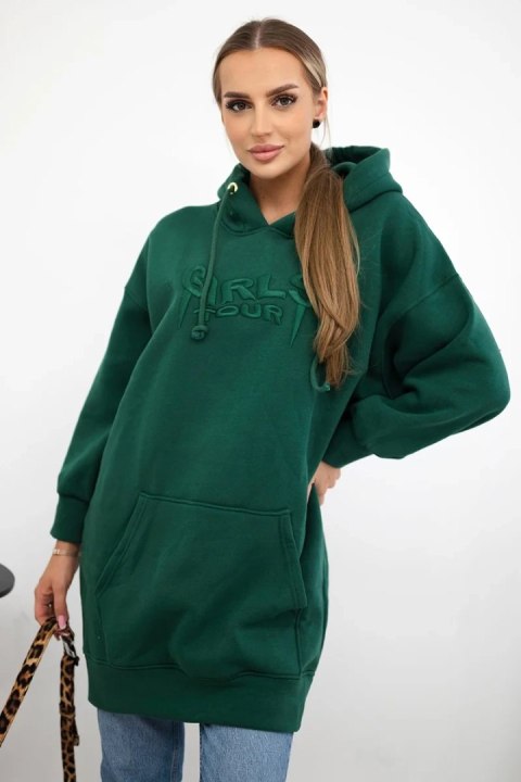 Bluza ocieplana z haftowanym napisem oversize ciemno zielona Bluza ocieplana z haftowanym napisem oversize ciemno zielona
