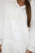 Bluza ocieplana z haftowanym napisem oversize ecru