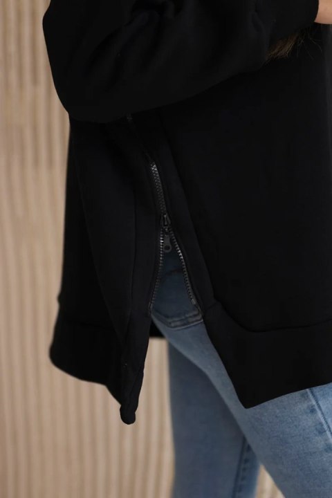 Bluza ocieplana z suwakiem na boku czarna Bluza ocieplana z suwakiem na boku czarna