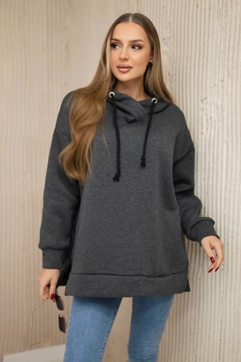 Bluza ocieplana z suwakiem na boku grafitowa Bluza ocieplana z suwakiem na boku grafitowa