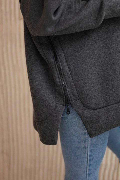 Bluza ocieplana z suwakiem na boku grafitowa Bluza ocieplana z suwakiem na boku grafitowa