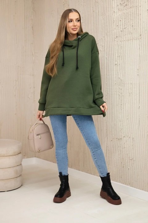 Bluza ocieplana z suwakiem na boku khaki Bluza ocieplana z suwakiem na boku khaki