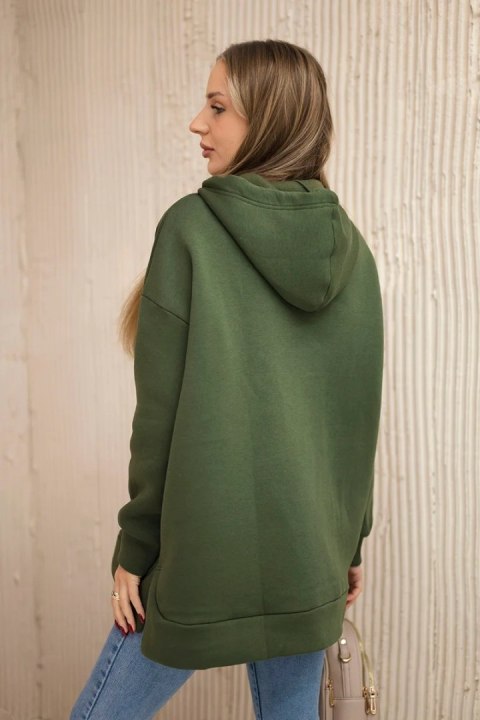 Bluza ocieplana z suwakiem na boku khaki Bluza ocieplana z suwakiem na boku khaki