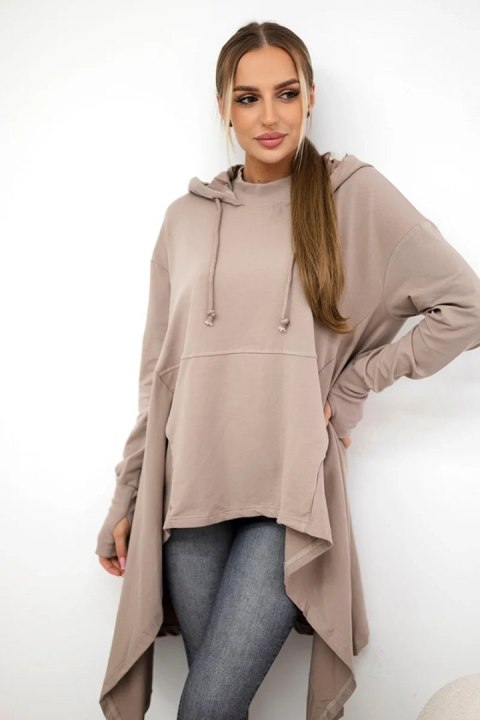 Bluza rozkloszowana u dołu ciemno beżowa Bluza rozkloszowana u dołu ciemno beżowa