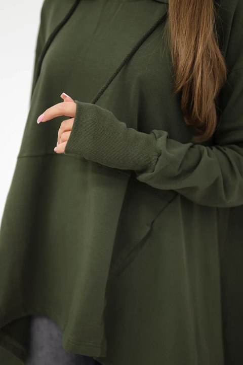 Bluza rozkloszowana u dołu khaki Bluza rozkloszowana u dołu khaki