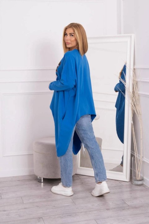 Bluzka z nadrukiem oversize chabrowa Bluzka z nadrukiem oversize chabrowa