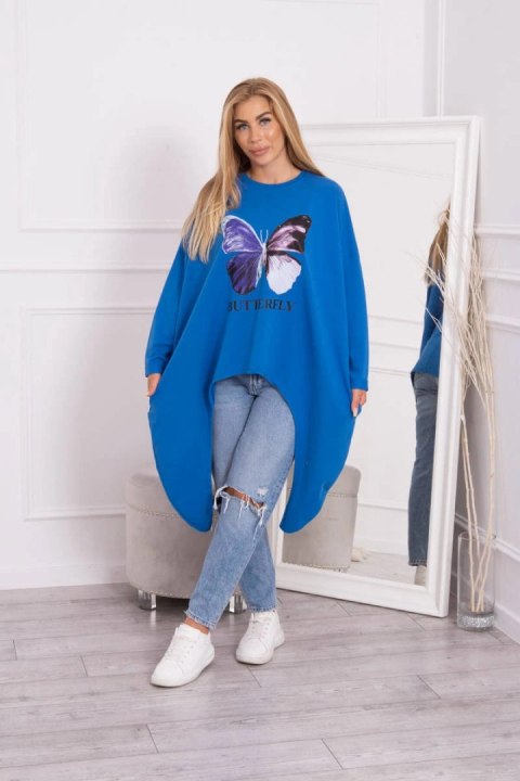 Bluzka z nadrukiem oversize chabrowa Bluzka z nadrukiem oversize chabrowa