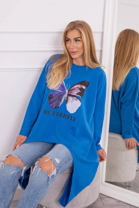 Bluzka z nadrukiem oversize chabrowa Bluzka z nadrukiem oversize chabrowa
