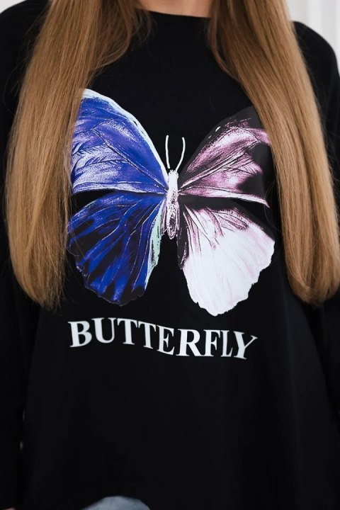 Bluzka z nadrukiem oversize czarna Bluzka z nadrukiem oversize czarna