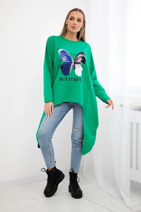 Bluzka z nadrukiem oversize jasno zielona Bluzka z nadrukiem oversize jasno zielona